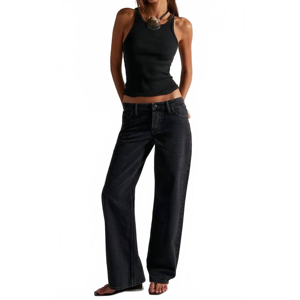 NEW FREE PEOPLE tennessee low rise boyfriend jeans in hideaway black